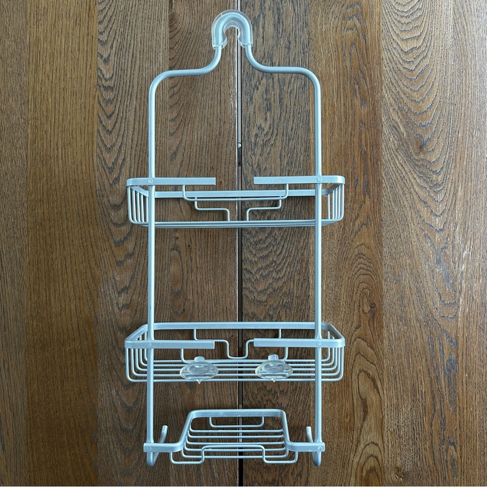 Zenna Home Rustproof Hanging Shower Caddy Satin Chrome Sturdy Metal - Picture 3 of 12